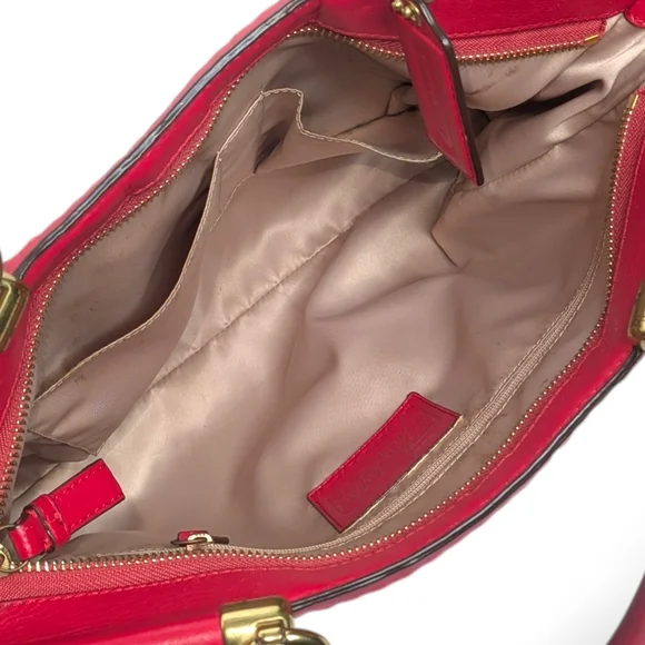 Coach Madison Large Pleated Gathered Red Pink Leather Shoulder Bag Satchel 21281 - Picture 11 of 16